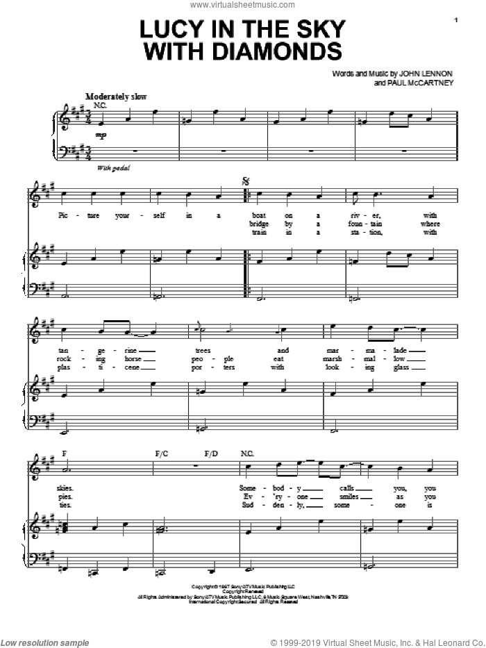 Lucy In The Sky With Diamonds sheet music for voice and piano by The Beatles, Elton John, John Lennon and Paul McCartney, intermediate skill level