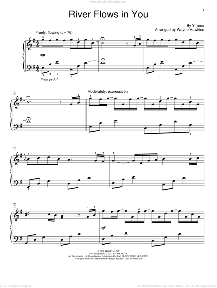 River Flows In You (arr. Wayne Hawkins) sheet music for piano solo (elementary) by Yiruma, Miscellaneous and Wayne Hawkins, beginner piano (elementary)