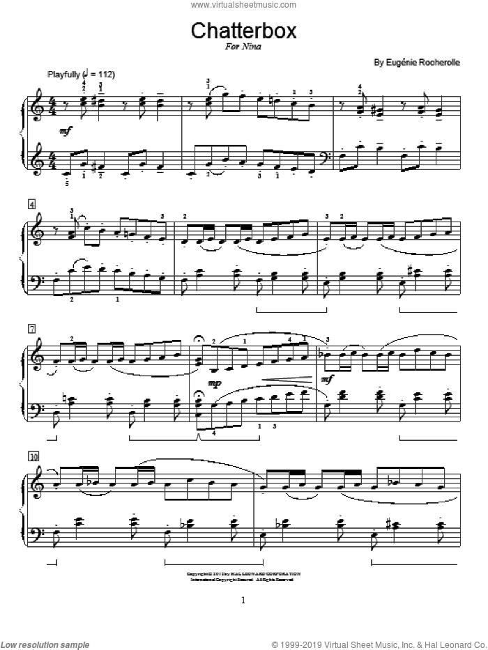 Chatterbox sheet music for piano solo (elementary) by Eugenie Rocherolle and Miscellaneous, beginner piano (elementary)