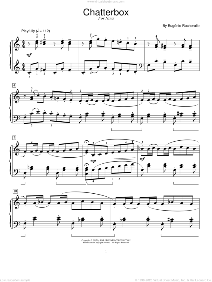 Chatterbox sheet music for piano solo (elementary) by Eugenie Rocherolle and Miscellaneous, beginner piano (elementary)