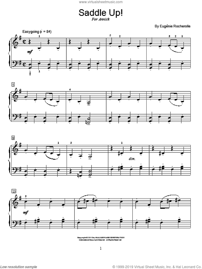 Saddle Up! sheet music for piano solo (elementary) by Eugenie Rocherolle and Miscellaneous, beginner piano (elementary)