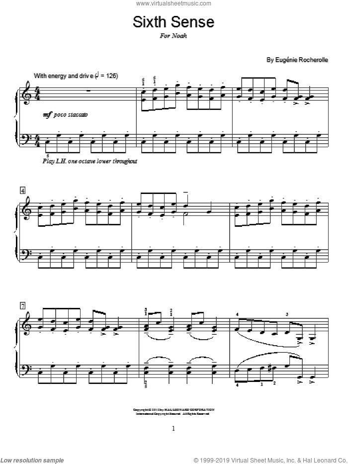 Sixth Sense sheet music for piano solo (elementary) by Eugenie Rocherolle and Miscellaneous, beginner piano (elementary)