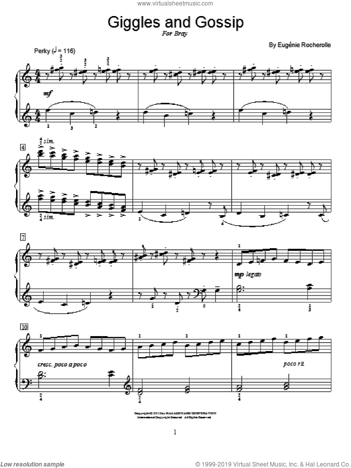 Giggles And Gossip sheet music for piano solo (elementary) by Eugenie Rocherolle and Miscellaneous, beginner piano (elementary)