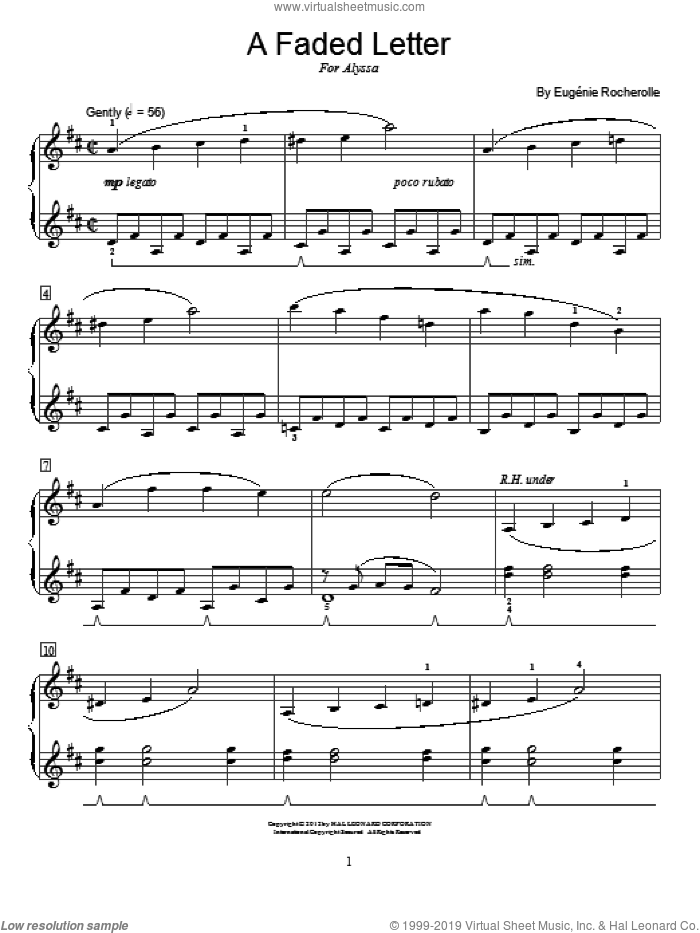 A Faded Letter sheet music for piano solo (elementary) by Eugenie Rocherolle and Miscellaneous, beginner piano (elementary)