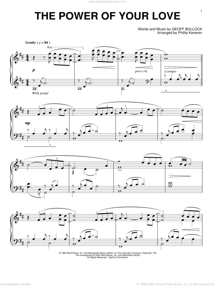 The Power Of Your Love (arr. Phillip Keveren) sheet music for piano solo by Phillip Keveren and Geoff Bullock, intermediate skill level