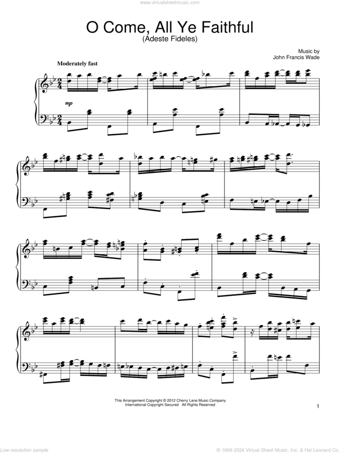 O Come, All Ye Faithful (Adeste Fideles) [Ragtime version] sheet music for piano solo by John Francis Wade, intermediate skill level