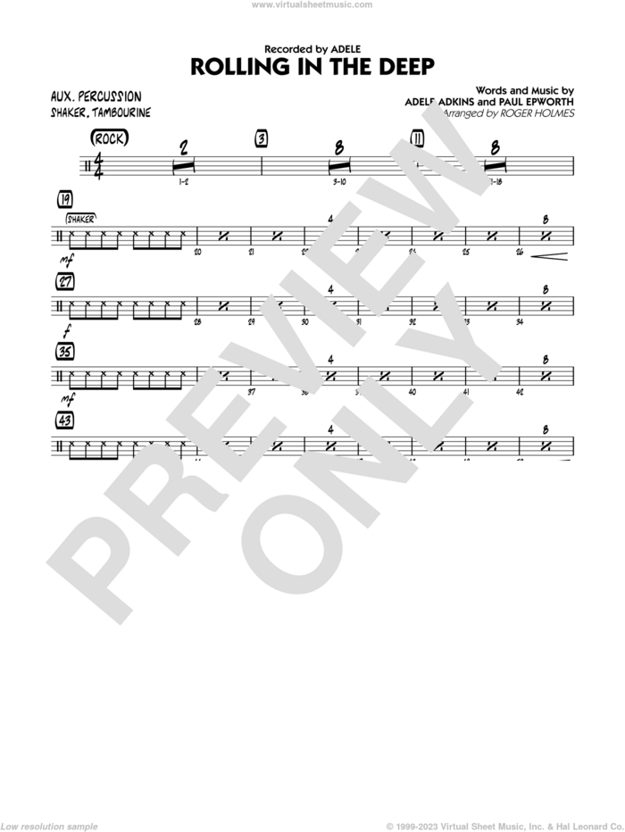 Rolling in the Deep sheet music for jazz band (aux percussion) by Adele, Adele Adkins, Paul Epworth and Roger Holmes, intermediate skill level