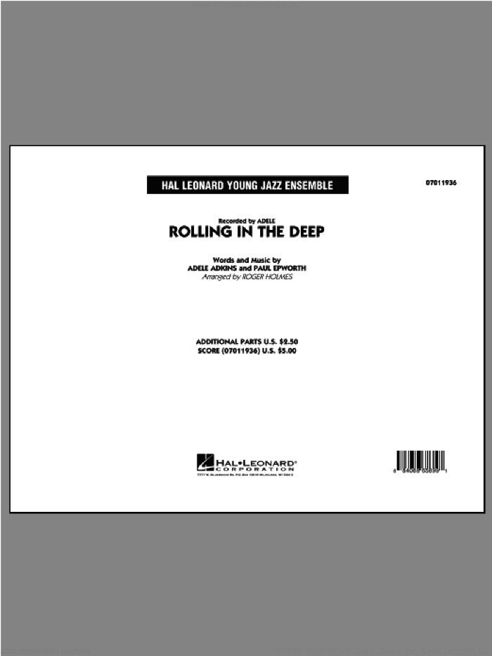 Rolling In The Deep (COMPLETE) sheet music for jazz band by Adele, Adele Adkins, Paul Epworth and Roger Holmes, intermediate skill level