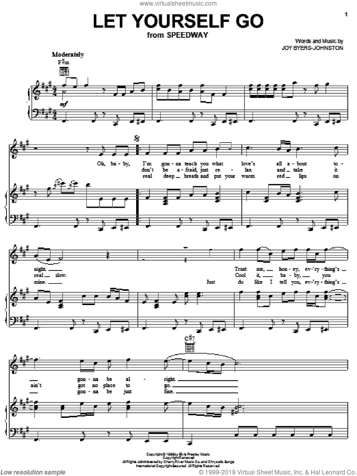 Let Yourself Go sheet music for voice, piano or guitar by Elvis Presley and Joy Byers-Johnston, intermediate skill level