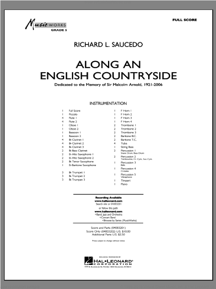 Along an English Countryside sheet music for concert band (full score) by Richard L. Saucedo, classical score, intermediate skill level