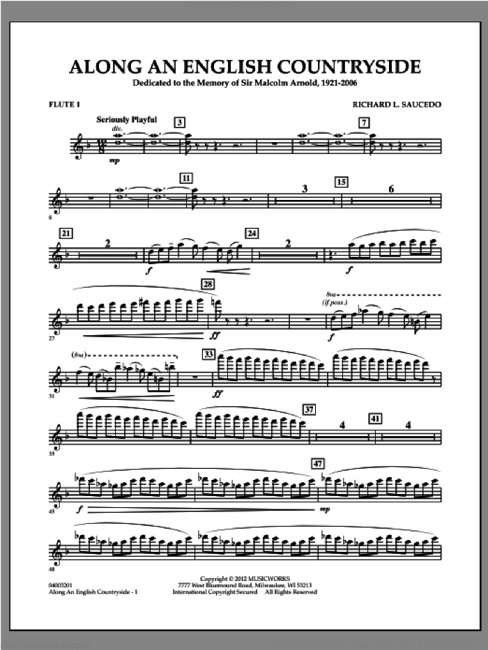 Along an English Countryside sheet music for concert band (flute 1) by Richard L. Saucedo, classical score, intermediate skill level