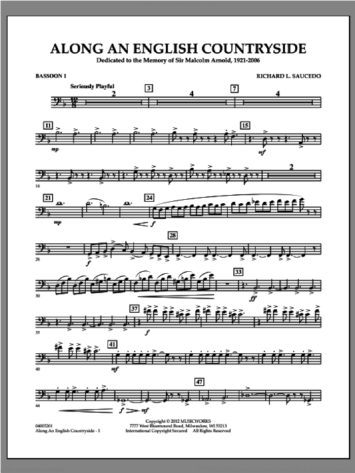 Along an English Countryside sheet music for concert band (bassoon 1) by Richard L. Saucedo, classical score, intermediate skill level
