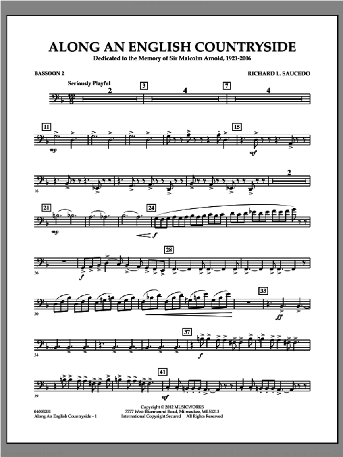 Along an English Countryside sheet music for concert band (bassoon 2) by Richard L. Saucedo, classical score, intermediate skill level
