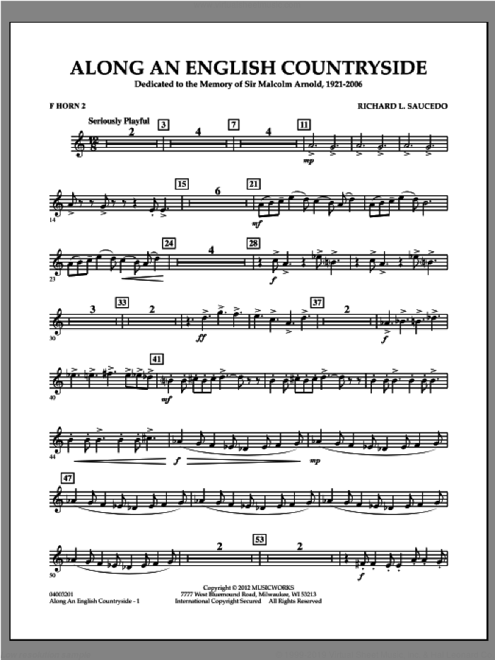 Along an English Countryside sheet music for concert band (f horn 2) by Richard L. Saucedo, classical score, intermediate skill level