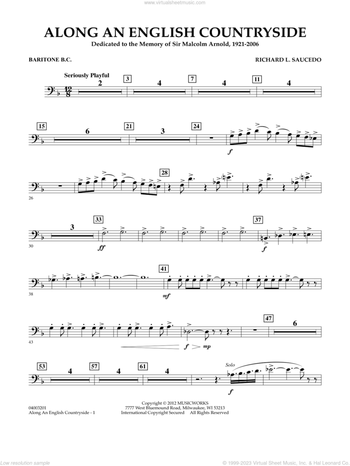 Along an English Countryside sheet music for concert band (baritone b.c.) by Richard L. Saucedo, classical score, intermediate skill level