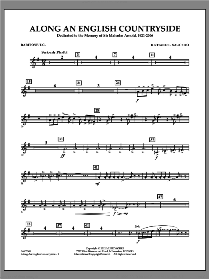 Along an English Countryside sheet music for concert band (baritone t.c.) by Richard L. Saucedo, classical score, intermediate skill level