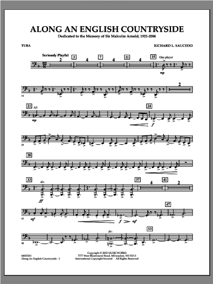 Along an English Countryside sheet music for concert band (tuba) by Richard L. Saucedo, classical score, intermediate skill level