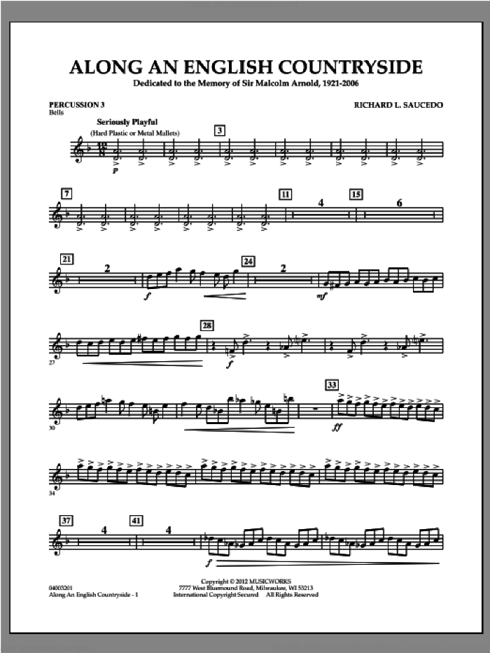 Along an English Countryside sheet music for concert band (percussion 3) by Richard L. Saucedo, classical score, intermediate skill level