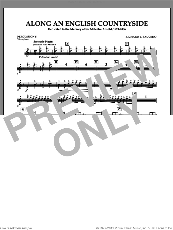 Along an English Countryside sheet music for concert band (percussion 5) by Richard L. Saucedo, classical score, intermediate skill level