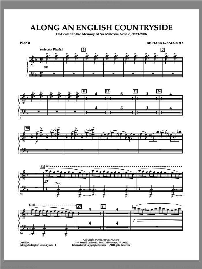 Along an English Countryside sheet music for concert band (piano) by Richard L. Saucedo, classical score, intermediate skill level
