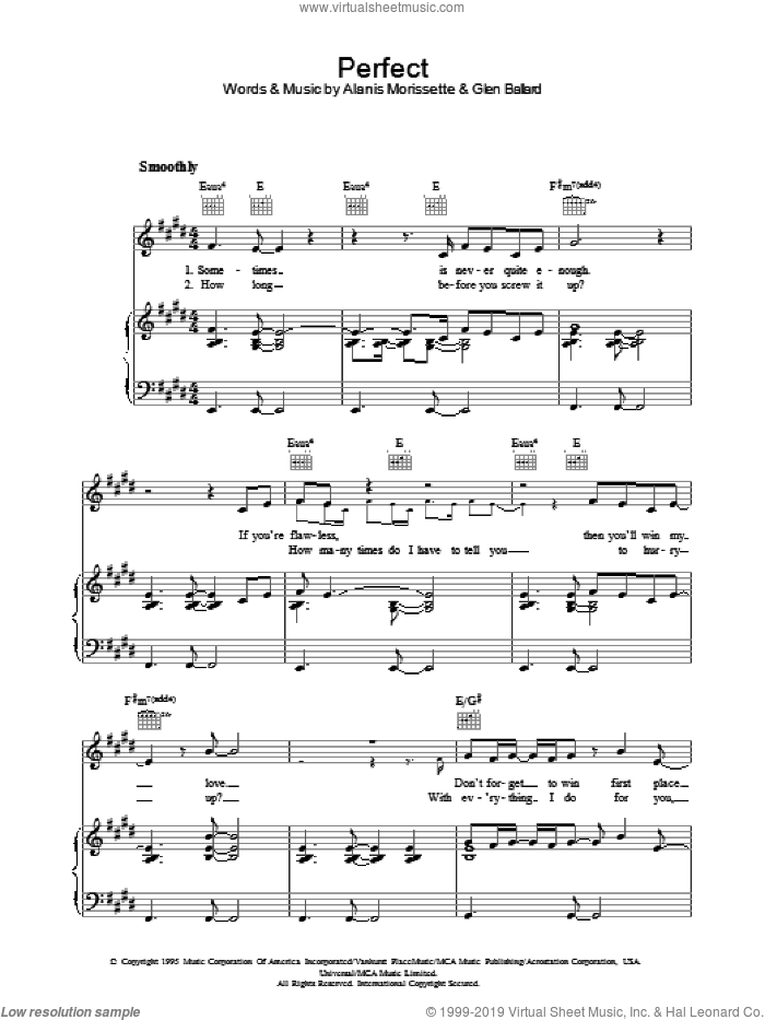 Perfect sheet music for voice, piano or guitar by Alanis Morissette and Glen Ballard, intermediate skill level