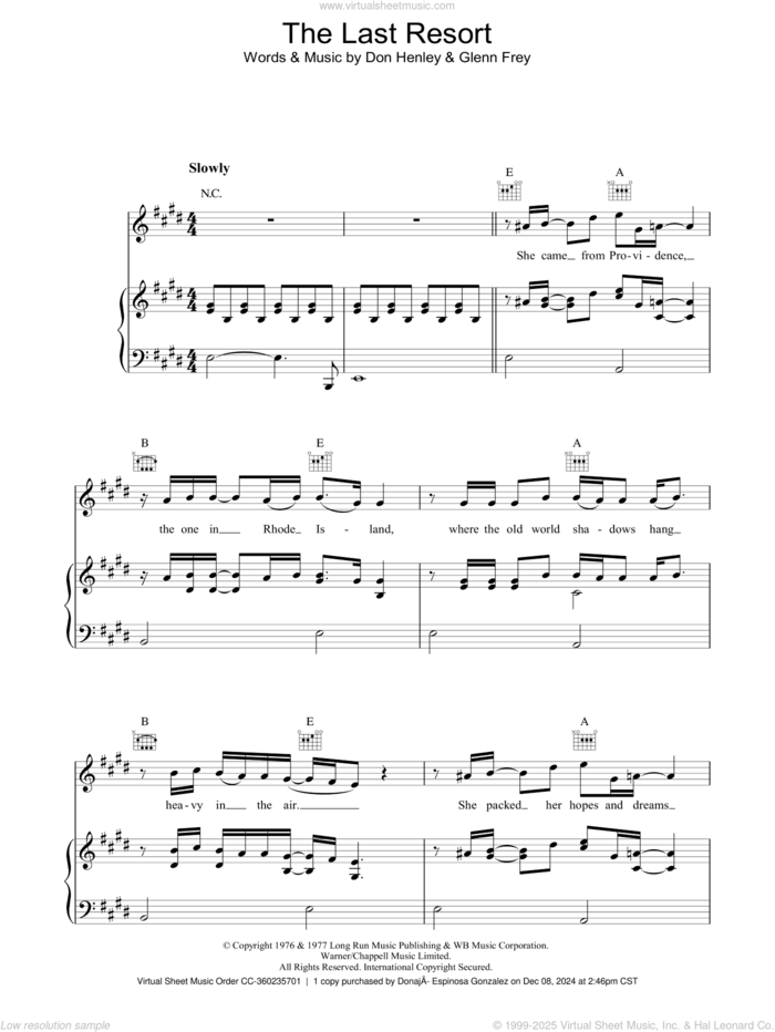 Desperado (The Eagles) by D. Henley, G. Frey - sheet music on