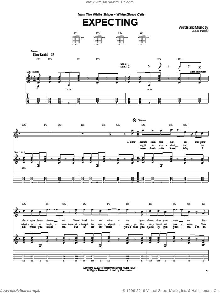 Expecting sheet music for guitar (tablature) by The White Stripes and Jack White, intermediate skill level