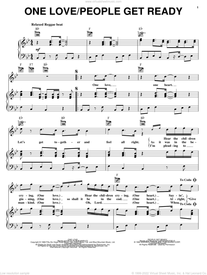 People Get Ready sheet music for voice, piano or guitar by Bob Marley, Curtis Mayfield and Rod Stewart, intermediate skill level
