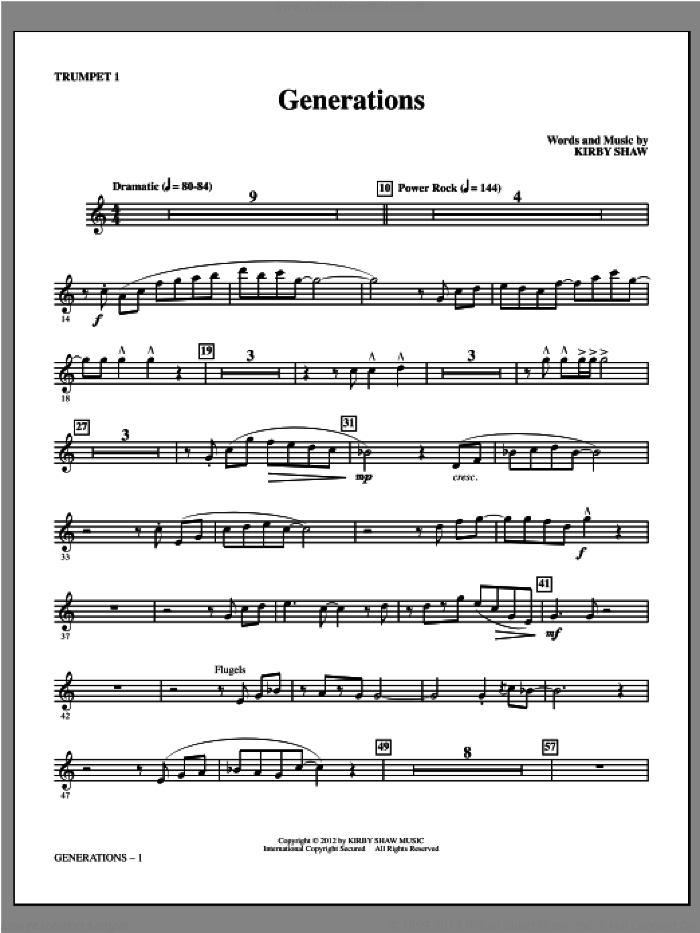 Generations (complete set of parts) sheet music for orchestra/band by Kirby Shaw, intermediate skill level