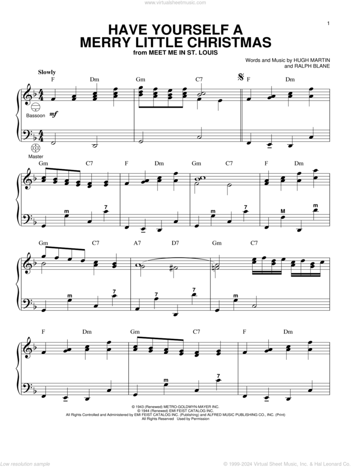 Have Yourself A Merry Little Christmas sheet music for accordion by Hugh Martin, Frank Sinatra and Ralph Blane, intermediate skill level