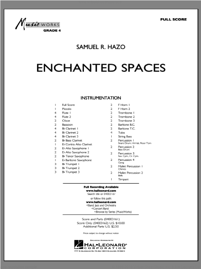 Enchanted Spaces (COMPLETE) sheet music for concert band by Samuel R. Hazo, intermediate skill level