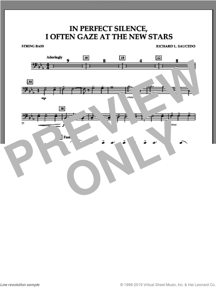 In Perfect Silence, I Often Gaze at the New Stars sheet music for concert band (string bass) by Richard L. Saucedo, intermediate skill level