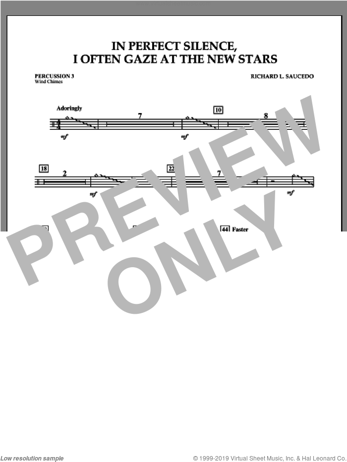 In Perfect Silence, I Often Gaze at the New Stars sheet music for concert band (percussion 3) by Richard L. Saucedo, intermediate skill level