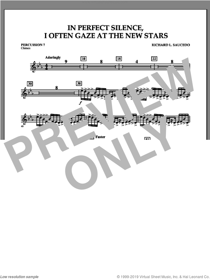 In Perfect Silence, I Often Gaze at the New Stars sheet music for concert band (percussion 7) by Richard L. Saucedo, intermediate skill level