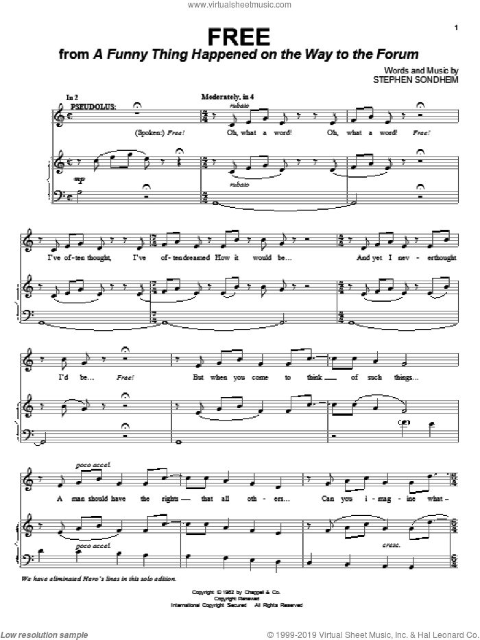 Free sheet music for voice and piano by Stephen Sondheim, intermediate skill level
