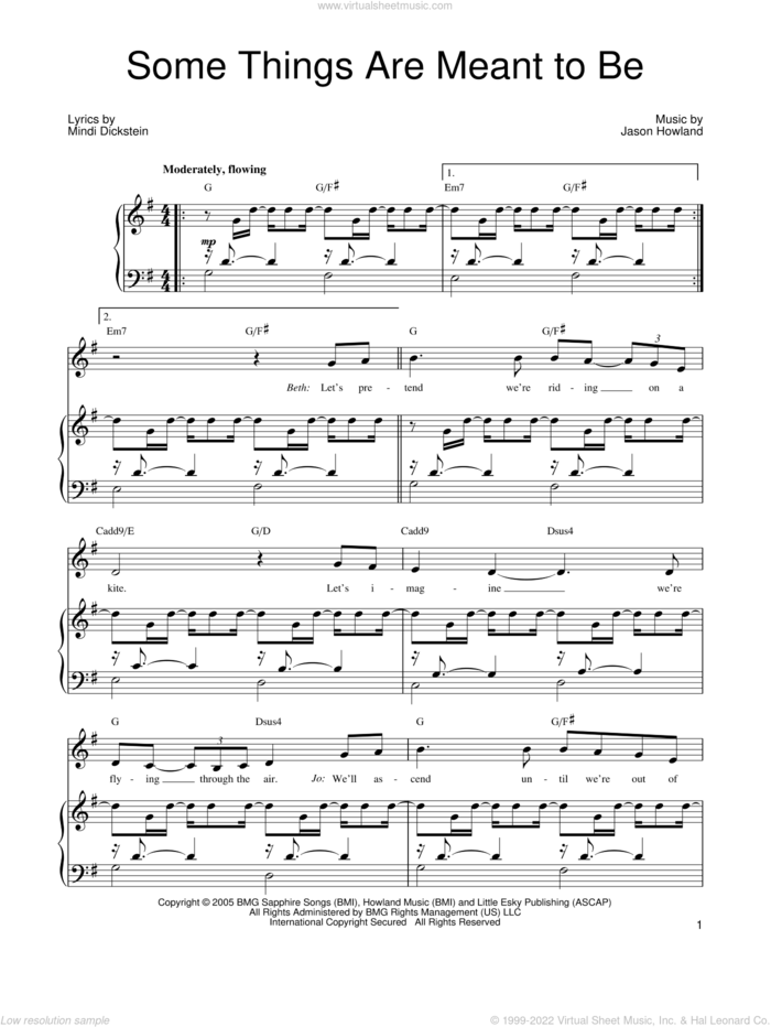 Some Things Are Meant To Be sheet music for voice, piano or guitar by Mindi Dickstein and Jason Howland, intermediate skill level