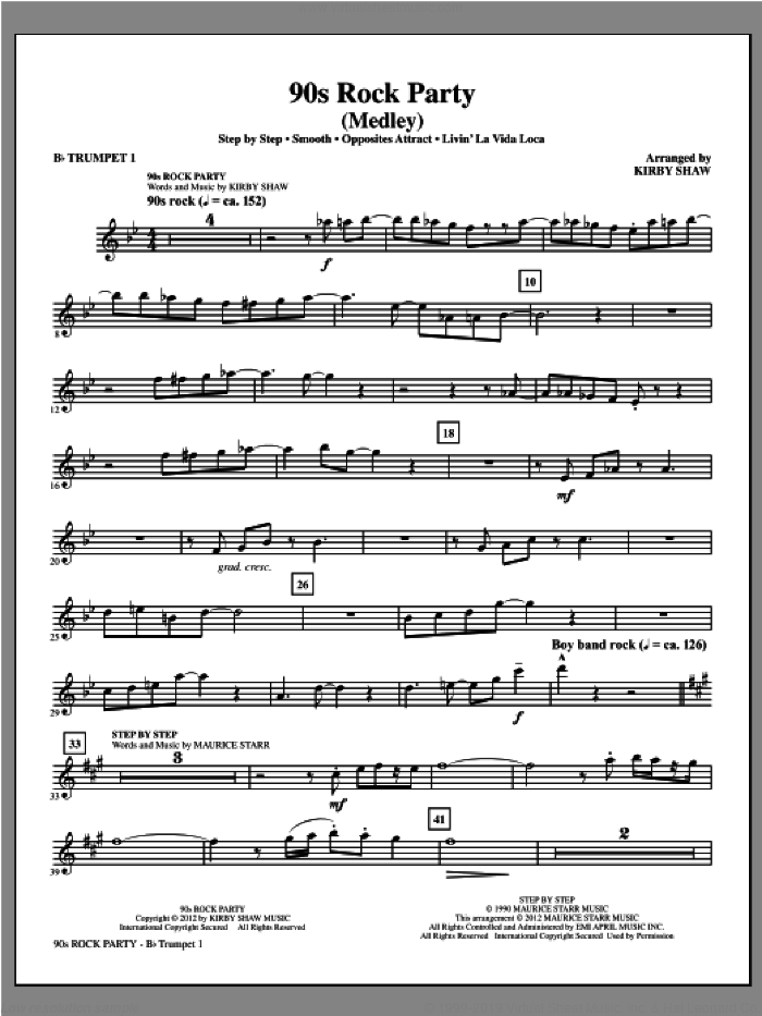 90s Rock Party (Medley) (complete set of parts) sheet music for orchestra/band by Kirby Shaw, intermediate skill level
