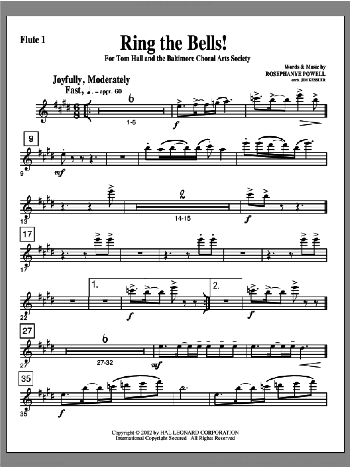 Ring The Bells! sheet music for orchestra/band (flute 1) by Rosephanye Powell, intermediate skill level