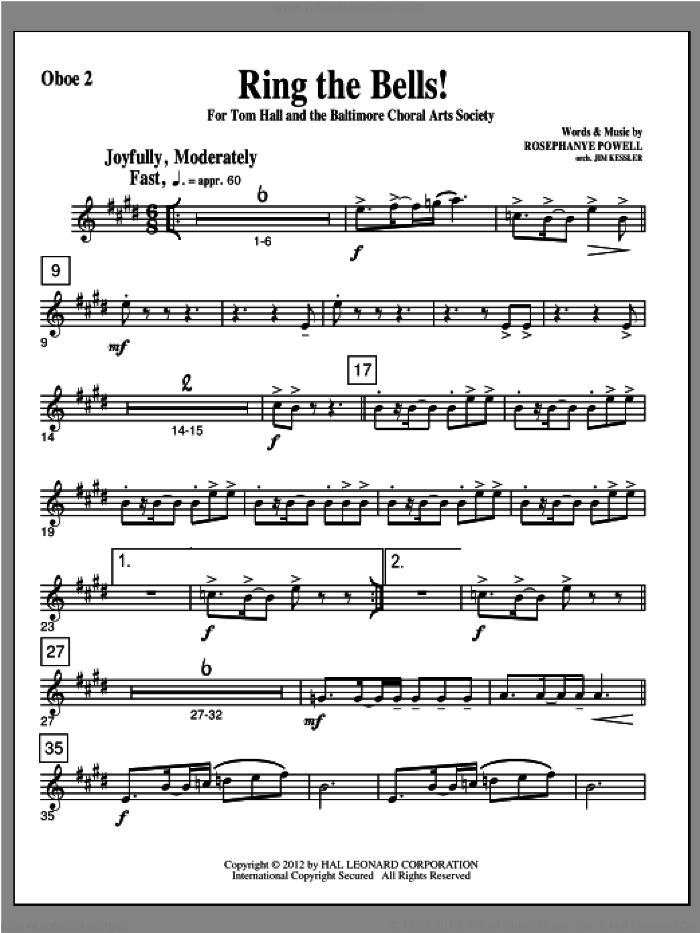 Ring The Bells! sheet music for orchestra/band (oboe 2) by Rosephanye Powell, intermediate skill level