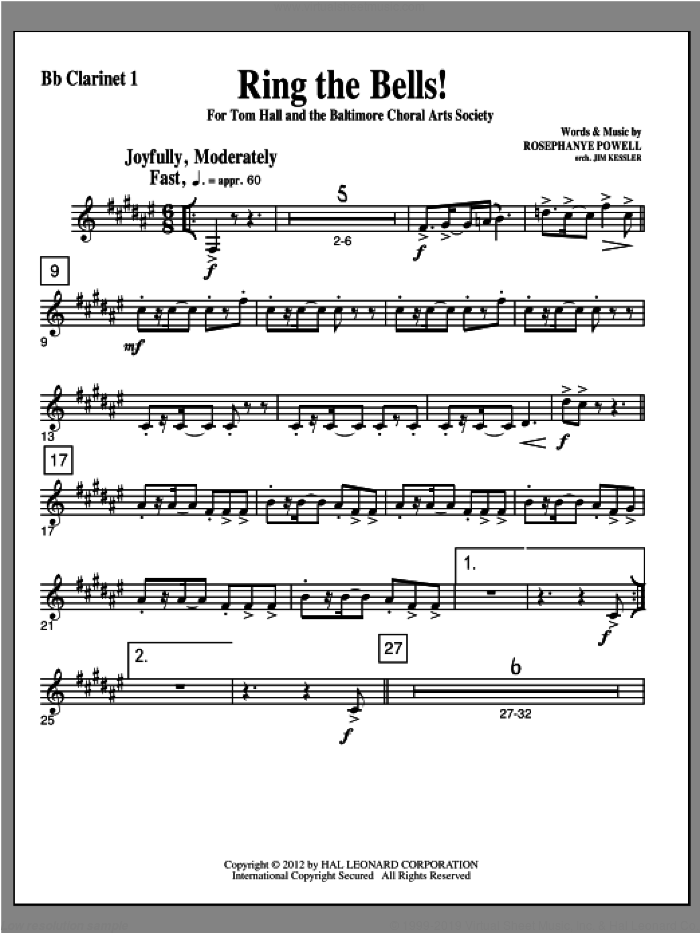 Ring The Bells! sheet music for orchestra/band (Bb clarinet 1) by Rosephanye Powell, intermediate skill level