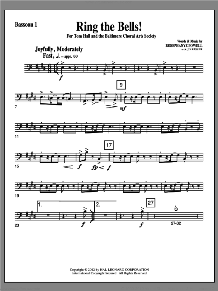 Ring The Bells! sheet music for orchestra/band (bassoon 1) by Rosephanye Powell, intermediate skill level