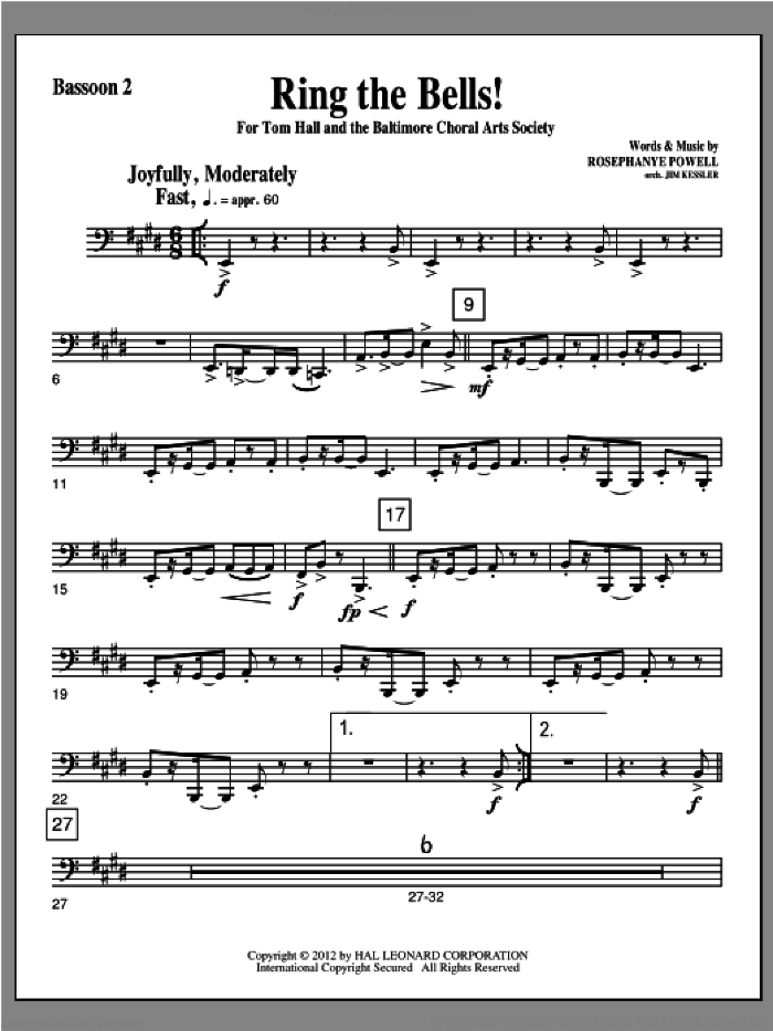 Ring The Bells! sheet music for orchestra/band (bassoon 2) by Rosephanye Powell, intermediate skill level