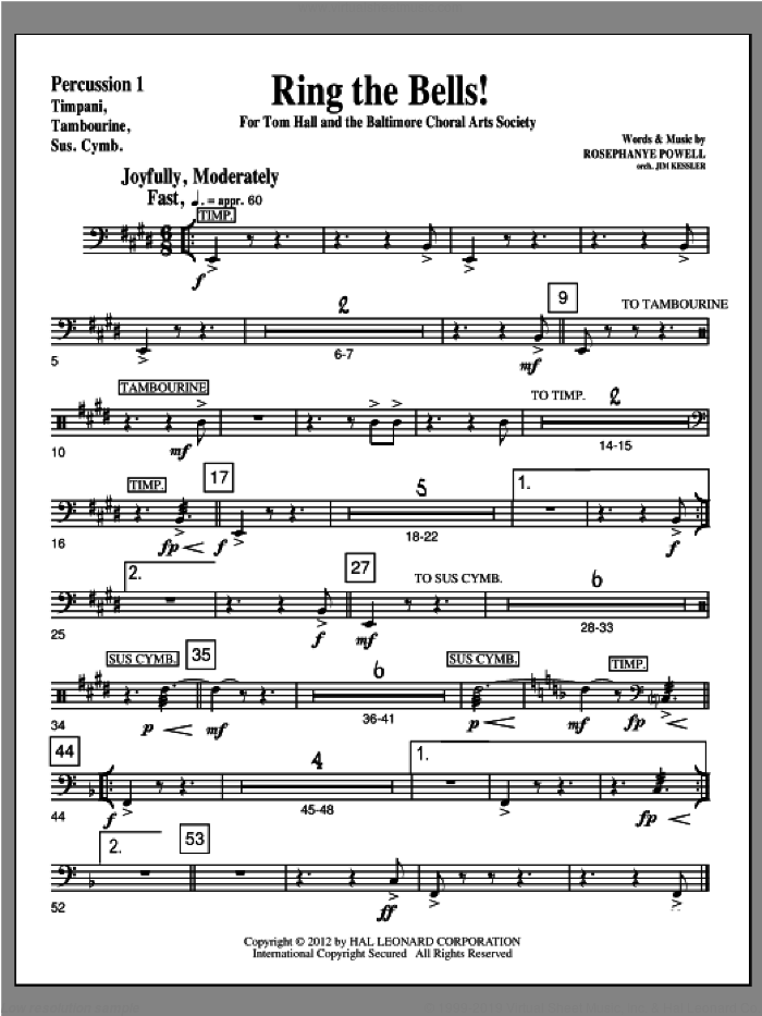 Ring The Bells! sheet music for orchestra/band (percussion 1) by Rosephanye Powell, intermediate skill level