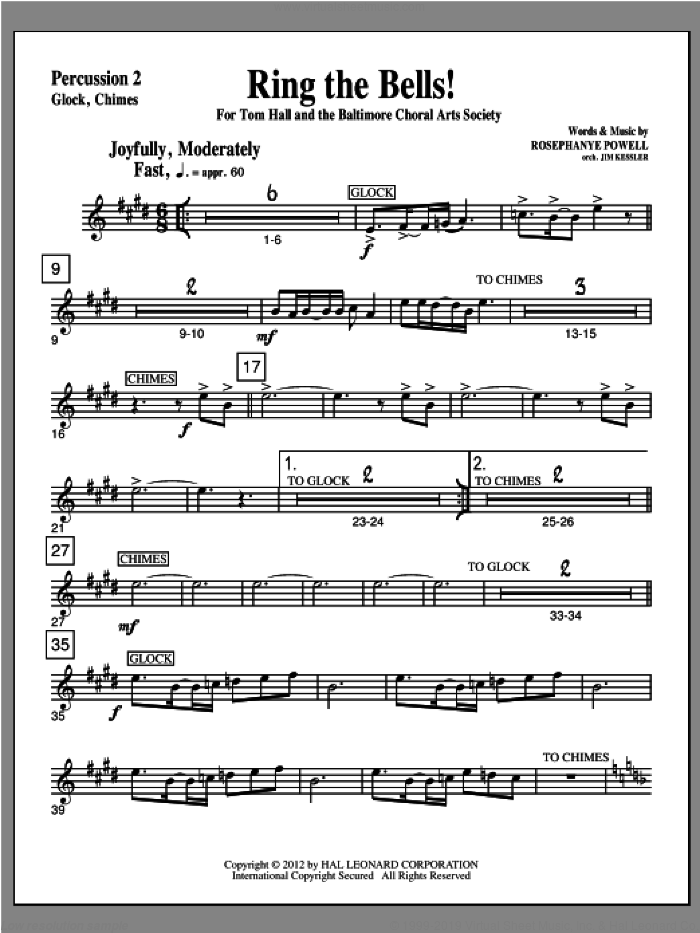 Ring The Bells! sheet music for orchestra/band (percussion 2) by Rosephanye Powell, intermediate skill level