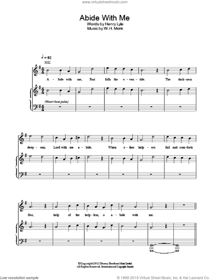 Abide With Me sheet music for voice, piano or guitar by Emeli Sande, Henry Lyte and W.H. Monk, intermediate skill level