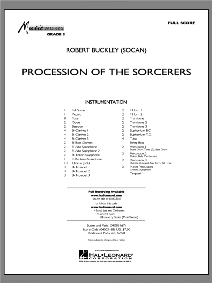 Procession Of The Sorcerers (COMPLETE) sheet music for concert band by Robert Buckley, intermediate skill level