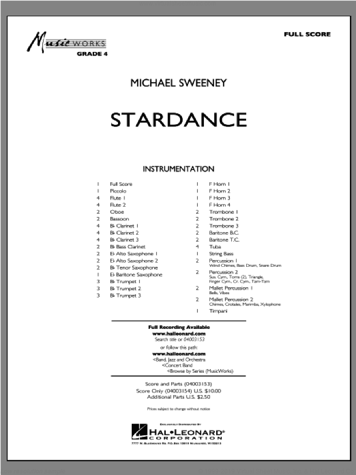 Stardance (COMPLETE) sheet music for concert band by Michael Sweeney, intermediate skill level