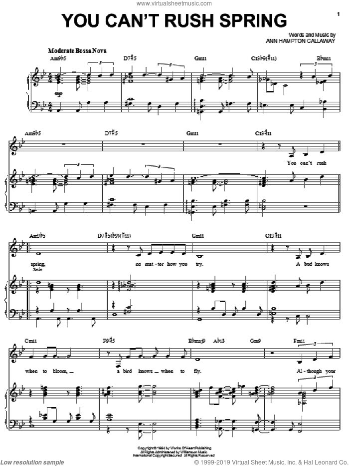You Can't Rush Spring sheet music for voice and piano by Ann Hampton Callaway, intermediate skill level