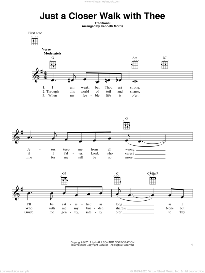 Just A Closer Walk With Thee sheet music for ukulele  and Kenneth Morris, intermediate skill level