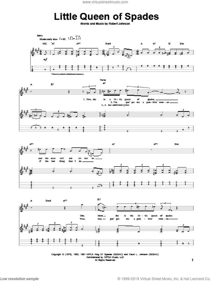 Little Queen Of Spades sheet music for ukulele by Robert Johnson, intermediate skill level